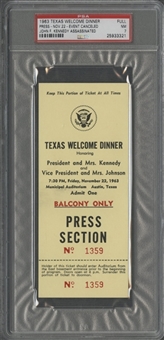 1963 Texas Welcome Dinner Ticket Honoring President John F. Kennedy (PSA/DNA NM 7)
